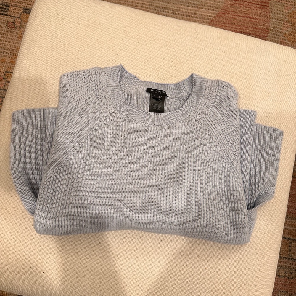 Lafayette 148 Blue Ribbed Sweater